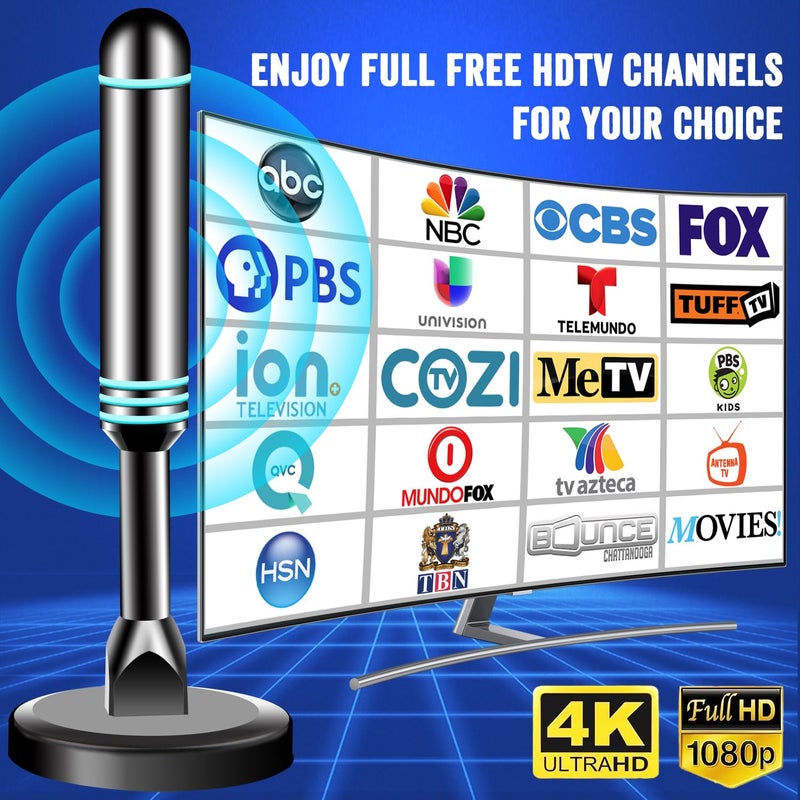 DTVSMARTSHOW Digital Antenna for Smart TV Indoor, TV Antenna for Local Channels, Strong Magnetic Base TV Antenna Indoor for Easy Installation, Long Range Reception for 4k 1080p, Support All Smart/Old TVs (Blue) - Image 3