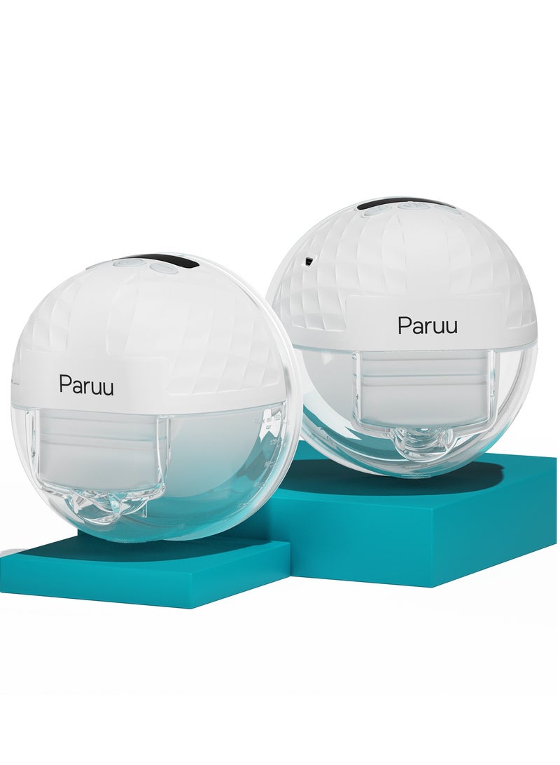 Paruu مضخة ثدي بدون استخدام اليدين قابلة للارتداء، 338 مم زئبقي شفط قوي، ضوضاء منخفضة، 4 أوضاع و 9 مستويات، 19/21/24/28 مم إدراج/فلانج، عبوة من 2 - Image 1