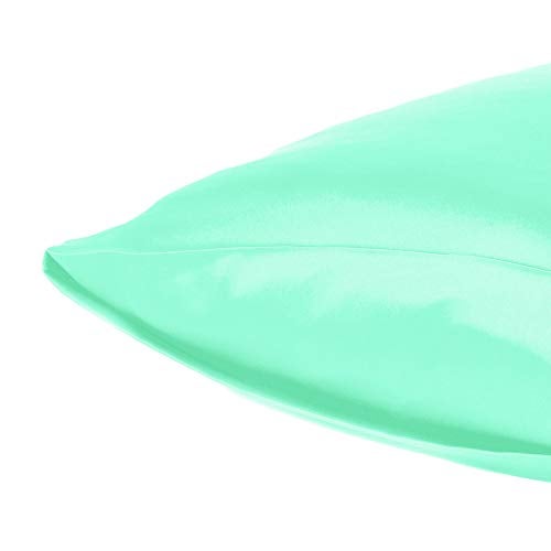 Oussum Satin Pillow case Soft & Comfortable Silk Pillowcase Solid Pillow Cover Single Pcs with Free Scrunchie (Ice Green, Queen Size (20"x30") - Image 5