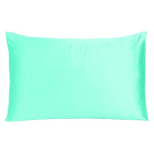 Oussum Satin Pillow case Soft & Comfortable Silk Pillowcase Solid Pillow Cover Single Pcs with Free Scrunchie (Ice Green, Queen Size (20"x30") - Image 2
