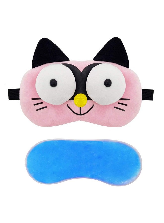 Jenna Cute Sleeping Eye Shade Mask Cover For Insomnia, Meditation, Puffy Eyes And Dark Circles Pink With Gel  - Image 1