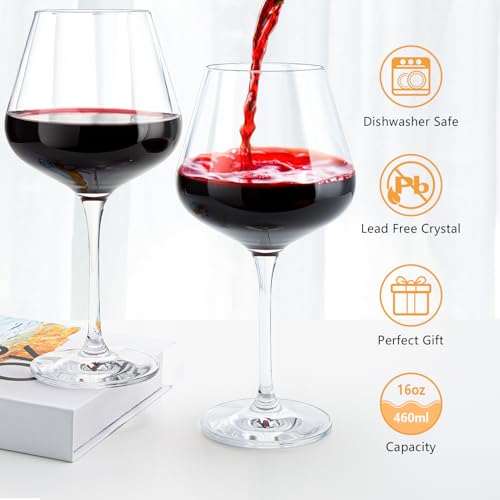 Swanfort Crystal Red Wine Glasses Set of 4 – 16 oz Elegant Long Stem Wine Glasses in Gift Box, Premium Glassware for Wedding, Anniversary, Birthday Gifts - Image 2