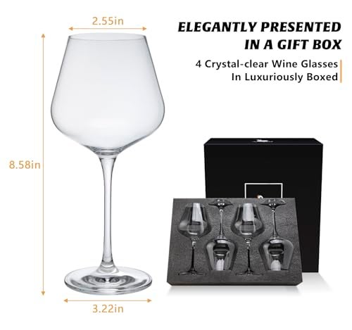 Swanfort Crystal Red Wine Glasses Set of 4 – 16 oz Elegant Long Stem Wine Glasses in Gift Box, Premium Glassware for Wedding, Anniversary, Birthday Gifts - Image 3
