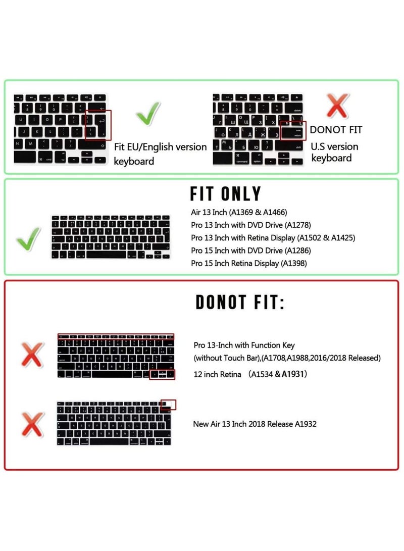 AMM UK Layout Arabic/English Keyboard Cover for MacBook Air/Pro/Retina 13/15/17 2015 or Older Version & Older iMac Protector Red - Image 2