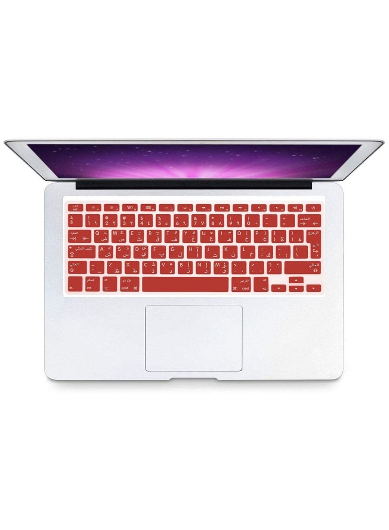AMM UK Layout Arabic/English Keyboard Cover for MacBook Air/Pro/Retina 13/15/17 2015 or Older Version & Older iMac Protector Red - Image 3