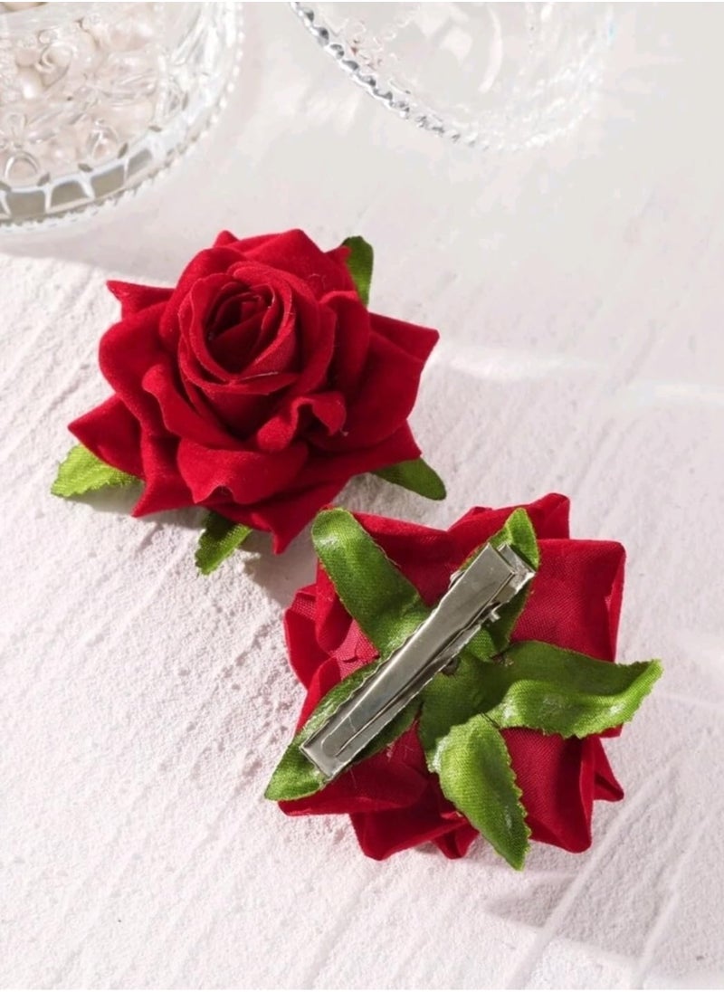Generic 2pcs Rose Flower Decor Hair Clip  - Image 2