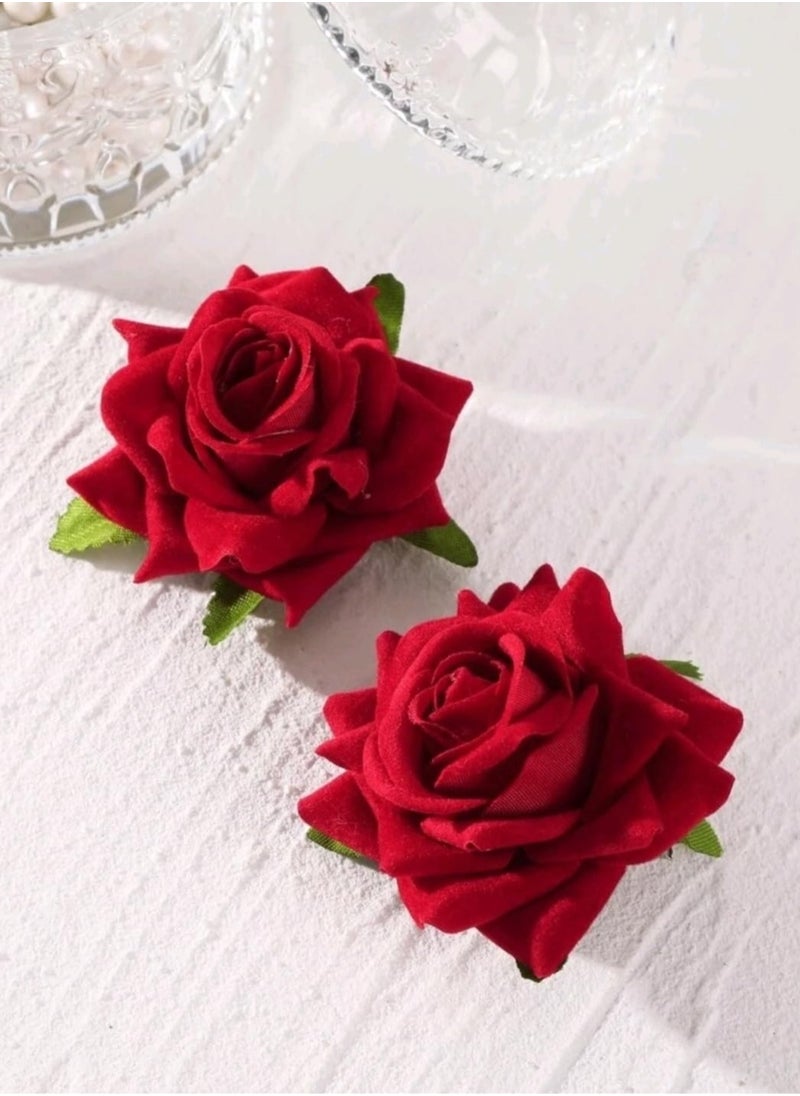 Generic 2pcs Rose Flower Decor Hair Clip  - Image 1