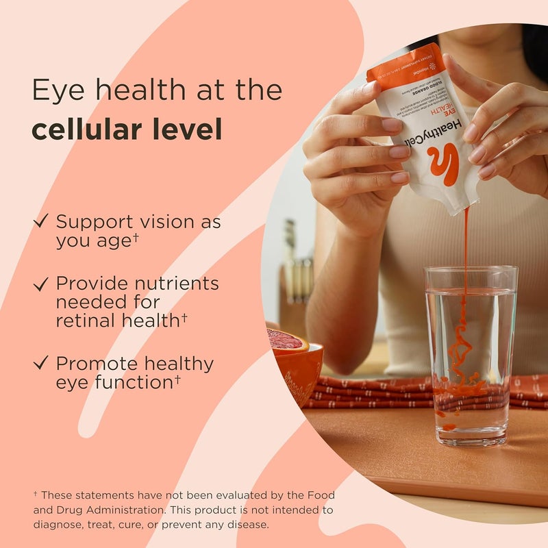Healthycell Eye Health Daily Liquid Supplement  Eye Vitamins  Minerals with Lutein Zeaxanthin Astaxanthin  Beta Carotene for Sight Care  Macular Support  30 Gel Packs - Image 2