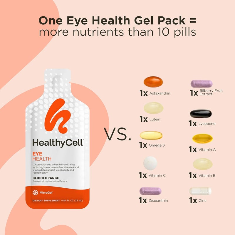 Healthycell Eye Health Daily Liquid Supplement  Eye Vitamins  Minerals with Lutein Zeaxanthin Astaxanthin  Beta Carotene for Sight Care  Macular Support  30 Gel Packs - Image 5