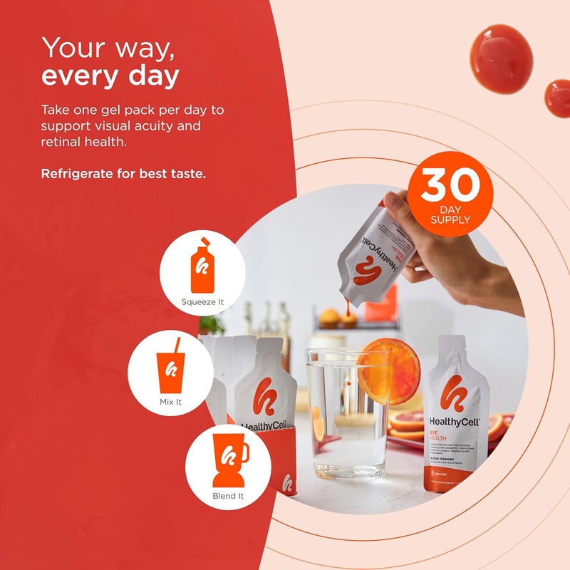 Healthycell Eye Health Daily Liquid Supplement  Eye Vitamins  Minerals with Lutein Zeaxanthin Astaxanthin  Beta Carotene for Sight Care  Macular Support  30 Gel Packs - Image 4