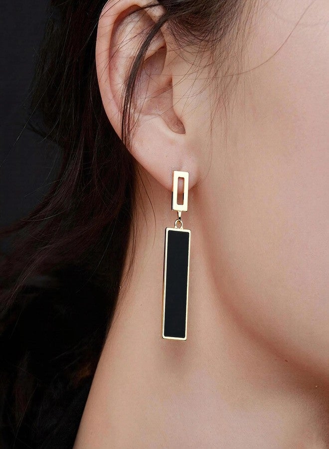 Coiris Clip on Dangle Earrings for women Colorful Rectangle Geometric Resin Dangle Boho Hypoallergenic Nonpierced Earrings for Sensitive Non-Pierced Ears - Image 3