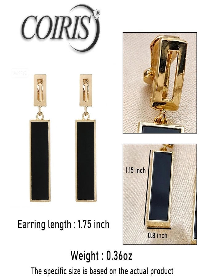 Coiris Clip on Dangle Earrings for women Colorful Rectangle Geometric Resin Dangle Boho Hypoallergenic Nonpierced Earrings for Sensitive Non-Pierced Ears - Image 4