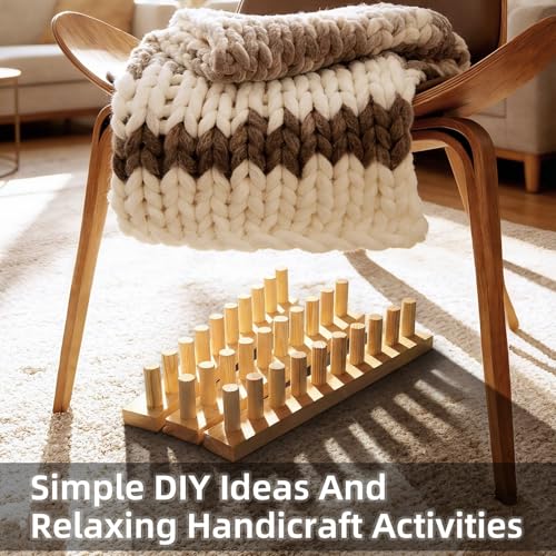 TISOFU 46" Chunky Blanket Loom, Large Wooden Loom Frame, Hand Knitting Kit for Adults Beginners, Adjustable Chunky Blanket Making Kit - Image 5