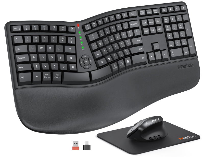 MEETION Ergonomic Keyboard and Mouse Combo, Split Design, Vertical Mouse - Image 1