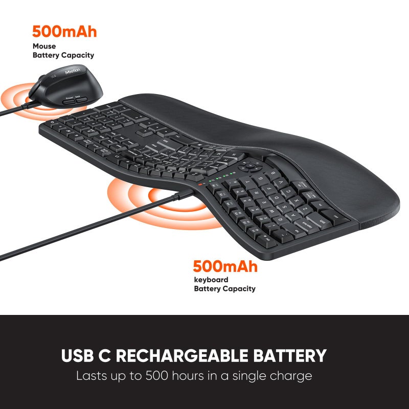 MEETION Ergonomic Keyboard and Mouse Combo, Split Design, Vertical Mouse - Image 3