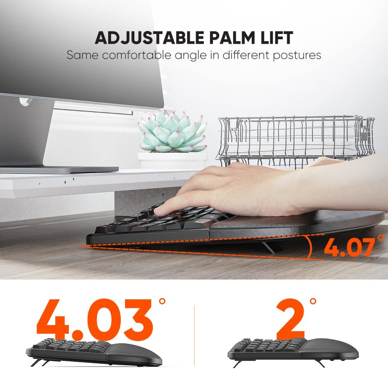 MEETION Ergonomic Keyboard and Mouse Combo, Split Design, Vertical Mouse - Image 4