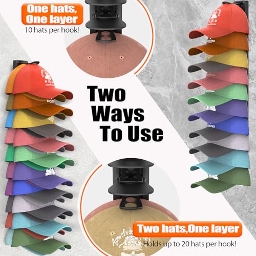 HeQe Hat Organizer for Baseball Caps, 2 Pack Hat Rack for Wall, Strong Adhesive Hat Storage Display Holder(Rainbow) - Image 3