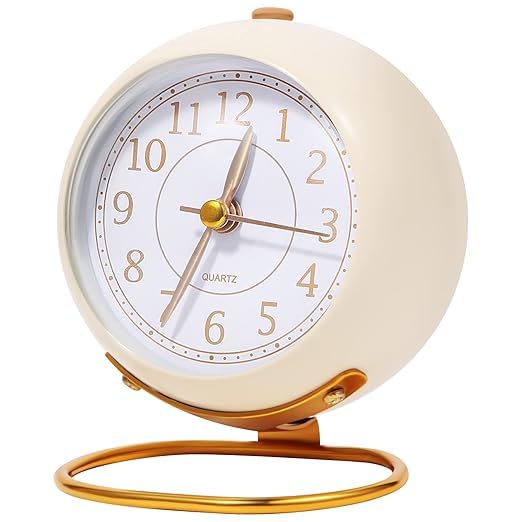 KACHKIT Analog Alarm ClocksRetro Backlight Cute Simple Design Small Desk Clock with Night LightSilent NonTickingBattery Poweredfor KidsBedroomTravelKitchen Multicolor - Image 1