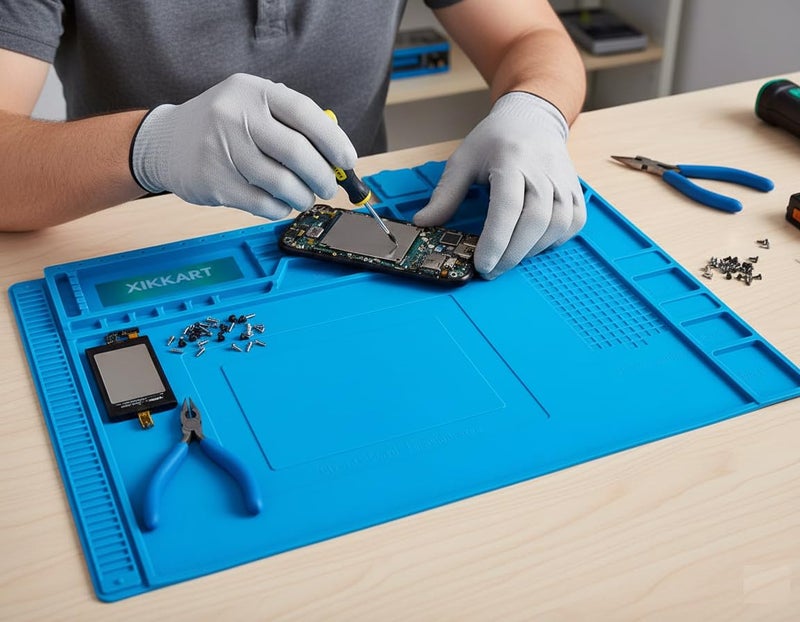 XIKKART Silicone Soldering Mat Heat Resistant up to 932°F – Large 17.8 x 11.8 inch Magnetic Work Mat for Electronics Repair, Cell Phone, Laptop, Computer, Soldering Station (Laptop Repairing Mat) - Image 3