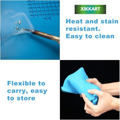 XIKKART Silicone Soldering Mat Heat Resistant up to 932°F – Large 17.8 x 11.8 inch Magnetic Work Mat for Electronics Repair, Cell Phone, Laptop, Computer, Soldering Station (Laptop Repairing Mat) - Image 4