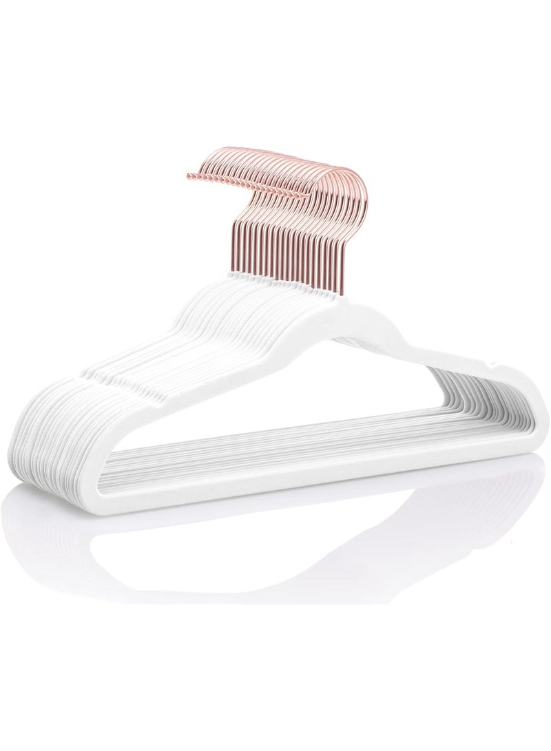 Red Dot Gift® 10-Pack White  Kids Velvet Hangers 14" Wide with Copper Rose Gold Hooks - Nursery Clothes Hangers Non Slip Toddler Hangers. - Image 1