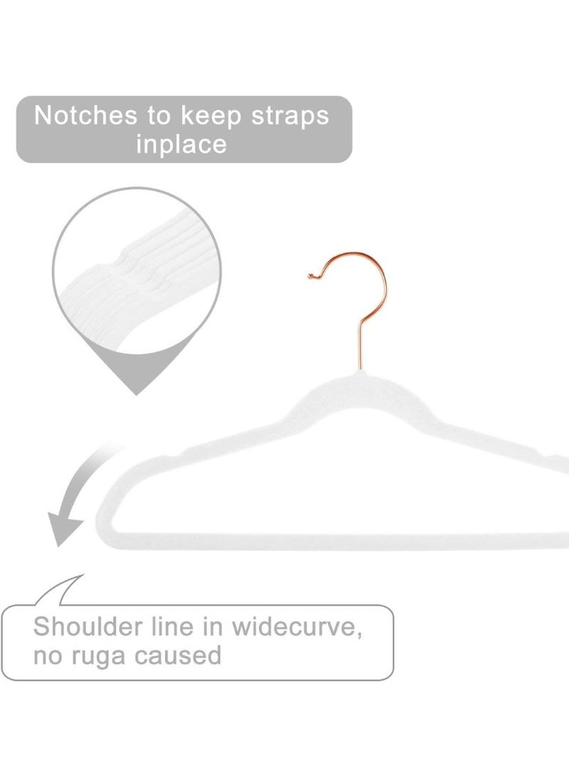 Red Dot Gift® 10-Pack White  Kids Velvet Hangers 14" Wide with Copper Rose Gold Hooks - Nursery Clothes Hangers Non Slip Toddler Hangers. - Image 4