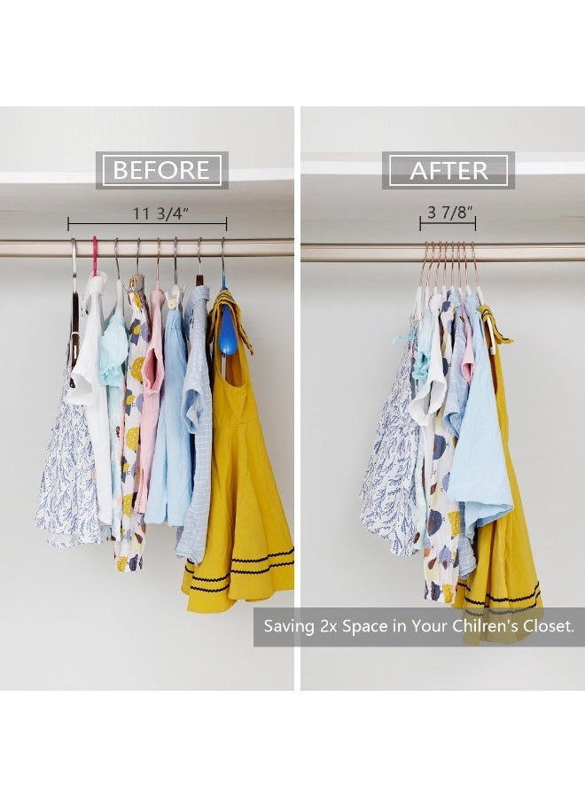 Red Dot Gift® 10-Pack White  Kids Velvet Hangers 14" Wide with Copper Rose Gold Hooks - Nursery Clothes Hangers Non Slip Toddler Hangers. - Image 5