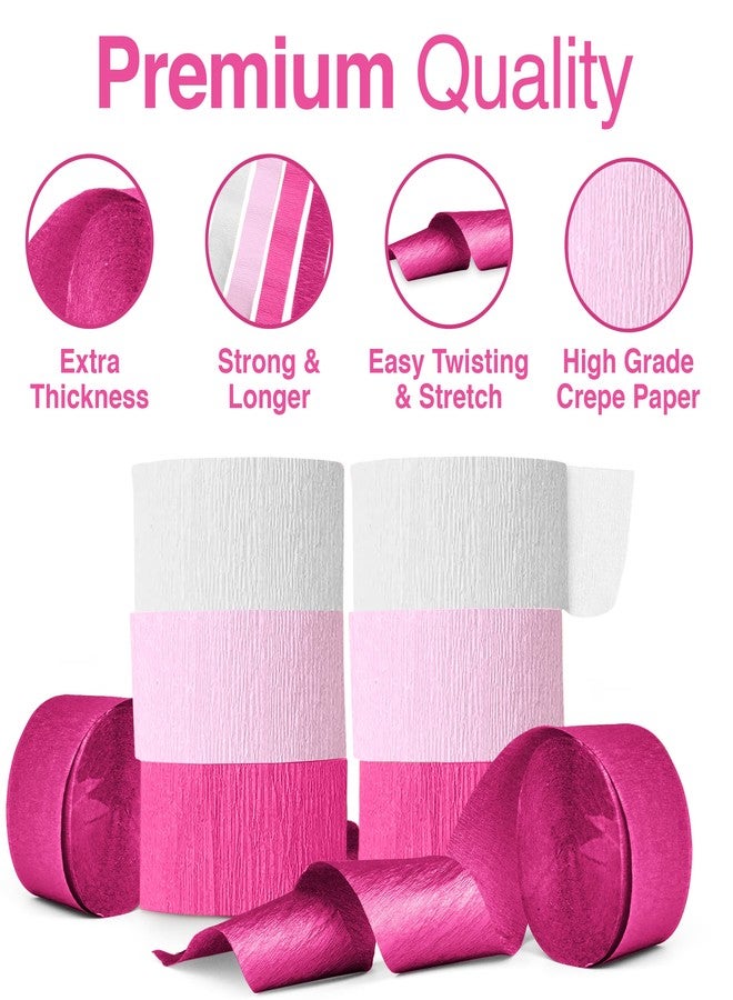 Ader Products Pink Crepe Paper Streamers, Pink Party Decorations - 8 Large Rolls, 2in x 120ft Each Roll - Decorative Creped Roll for Birthday, Festival, Wedding, Backdrop or Photo Booth Decoration and Flower Making - Image 4