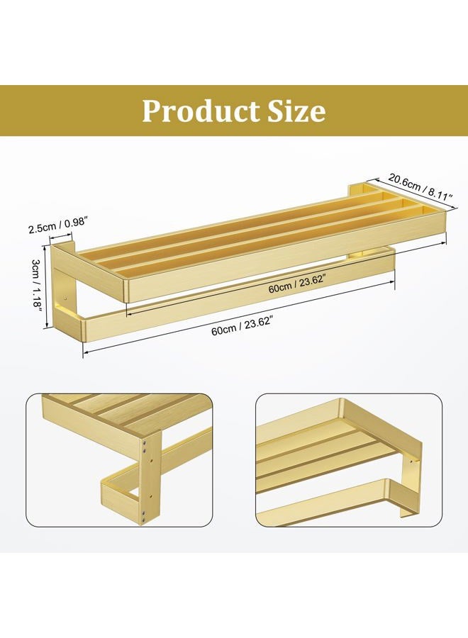 TNOMS Double Towel Rack for Bathroom Brushed Gold Towel Bar 24-inch Towel Holder Stainless Steel Wall-Mounted Bathroom Hardware Accessories - Image 5