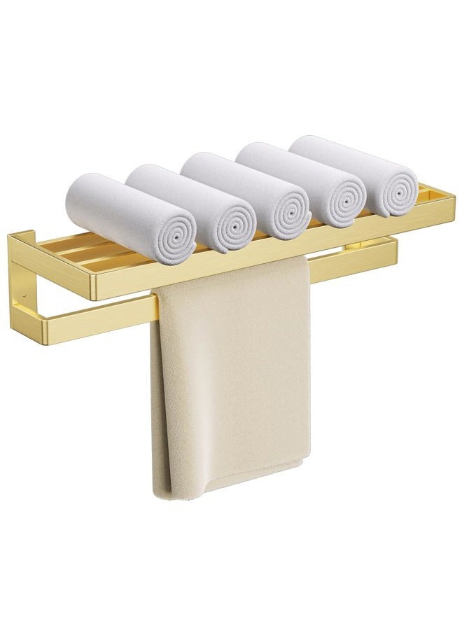 TNOMS Double Towel Rack for Bathroom Brushed Gold Towel Bar 24-inch Towel Holder Stainless Steel Wall-Mounted Bathroom Hardware Accessories - Image 1