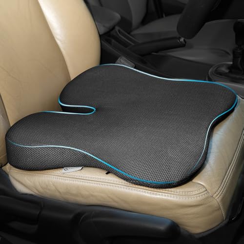 CRAFKEN Memory Foam Seat Cushion for Car - Tailbone & Sciatica Pain Relief Non-Slip Ergonomic Pads with Ventilated Design,Enhanced Driving Support & Coccyx Lumbar Support for Office & Travel Comfort - Image 1