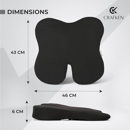 CRAFKEN Memory Foam Seat Cushion for Car - Tailbone & Sciatica Pain Relief Non-Slip Ergonomic Pads with Ventilated Design,Enhanced Driving Support & Coccyx Lumbar Support for Office & Travel Comfort - Image 4