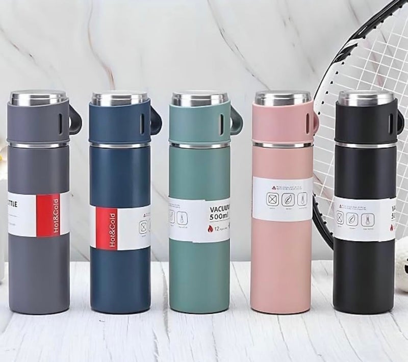 Trunkin Trunkin Vacuum Flask Set with 2 Cups, Insulated Double Wall Stainless Steel 500ml Tea Coffee Thermal Flask with 2 Cups, Hot and Cold Bottle, Corporate Gifts for Employees Christmas Gift 23 cm  - Image 3
