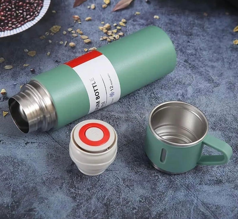 Trunkin Trunkin Vacuum Flask Set with 2 Cups, Insulated Double Wall Stainless Steel 500ml Tea Coffee Thermal Flask with 2 Cups, Hot and Cold Bottle, Corporate Gifts for Employees Christmas Gift 23 cm  - Image 2