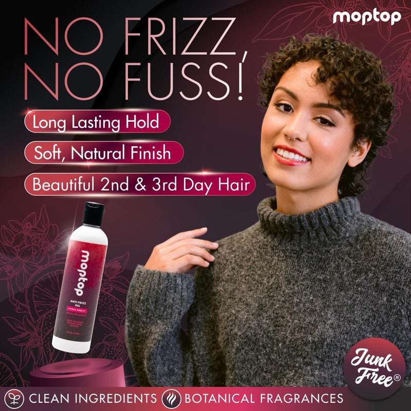 MopTop Anti-Frizz Gel - 8oz Medium Hold for Curly & Kinky-Coily Hair with Aloe, Sea Botanicals & Honey - Image 2