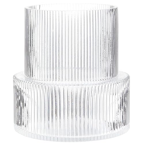YANWE1 Ribbed Glass Vase Flower Vase Fluted Clear Vases for Flowers Modern Vases for Living Room Dining Table Entryway Shelf Wedding Office Coffee Table Birthday 75 Inches