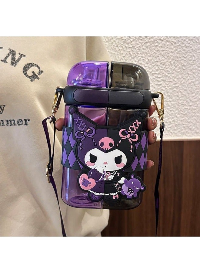 general Sanrio Warehouse Double Drinking Cup Kuromi Children's Student Straw cup Tritan water bottle 600ml - Image 1