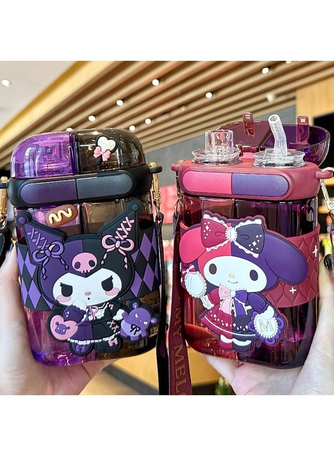 general Sanrio Warehouse Double Drinking Cup Kuromi Children's Student Straw cup Tritan water bottle 600ml - Image 5