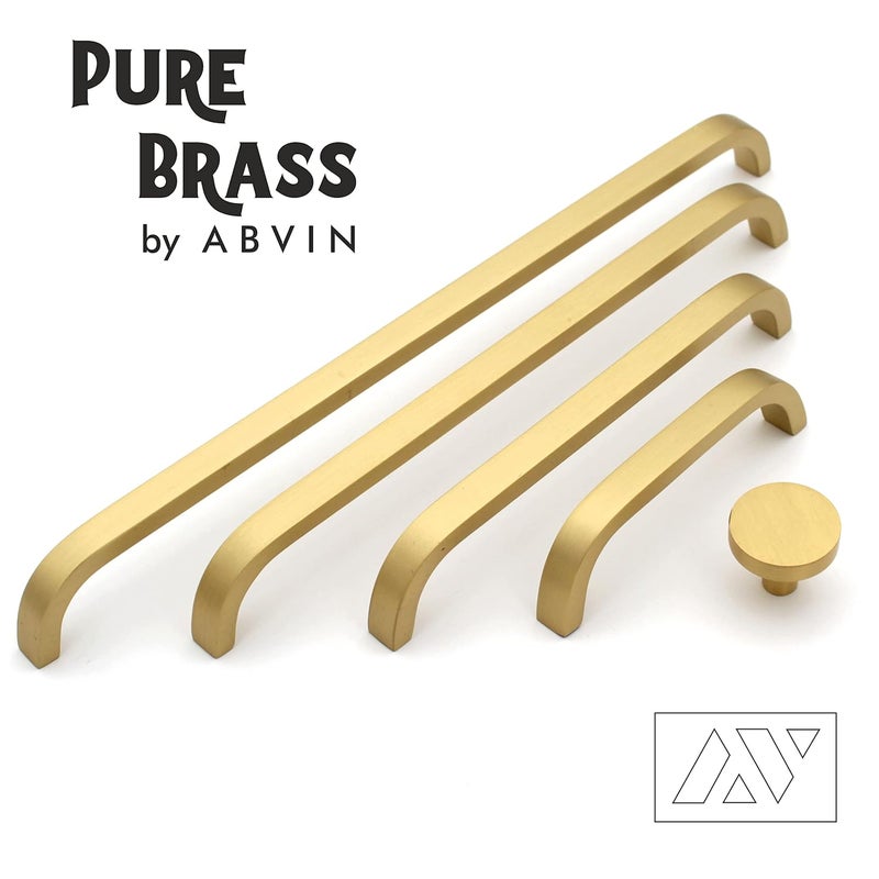 ABVIN ABVIN Premium Thin Solid Brass Bar Handles Modern Gold Cabinet Hardware Furniture Pulls for Doors Cabinets Cupboards Drawers 1 Piece 12 inch  - Image 3