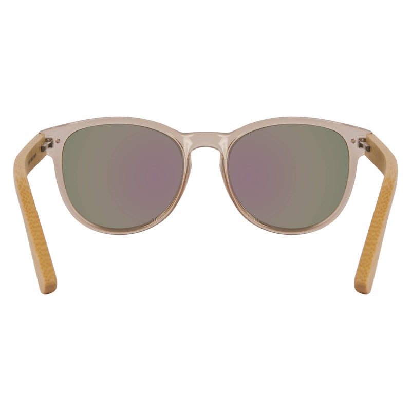 Piranha Eyewear Piranha Aerial Women's Round Bamboo Sunglasses with Pink Crystal Frame & Mirrored Lenses, Pink, Frame Width: 143.0 mm - Image 3