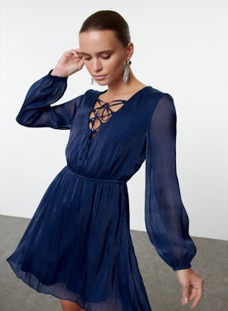 Navy Blue A-Line Glittery Lined Chiffon Woven Mini Dress TPRAW25EL00095 - pzsku/ZA84D81F2D7DD3F0B3163Z/45/_/1739718304/8d04d7b2-9c61-47ca-8116-f4665db69093