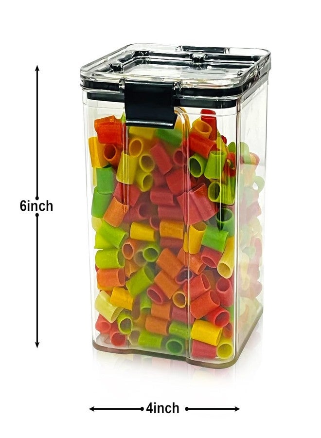 DNkitch 4Pcs/1200ml Air Tight Plastic Container and Jar Set For Kitchen & Pantry Organizer, Kitchen Accessories Storage Item (Pack of 4), Black - Image 3