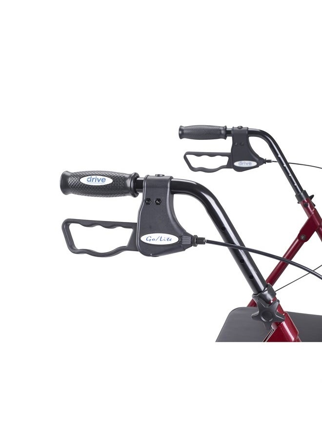 Drive Medical 10215RD-1 Bariatric Foldable Rollator Walker with Seat, Red  - Image 5