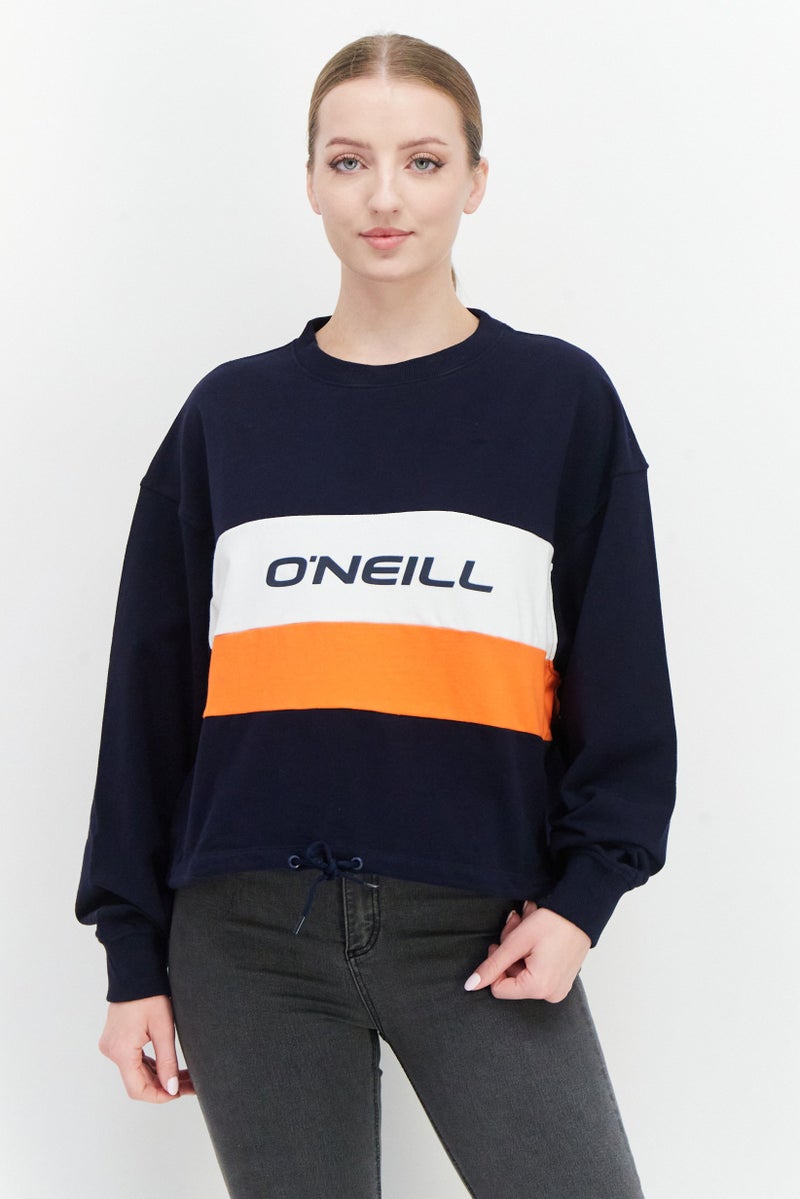 O'NEILL سويت شيرت نسائي بأكمام طويلة وياقة دائرية، مخطط، متعدد الألوان - Image 1