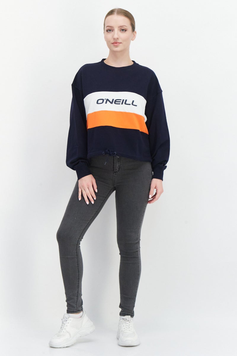 O'NEILL سويت شيرت نسائي بأكمام طويلة وياقة دائرية، مخطط، متعدد الألوان - Image 2