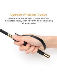 SYOSI 18 Inches Riding Crop English Whip with Genuine Leather Premium Quality Equestrianism Black  - Image 3