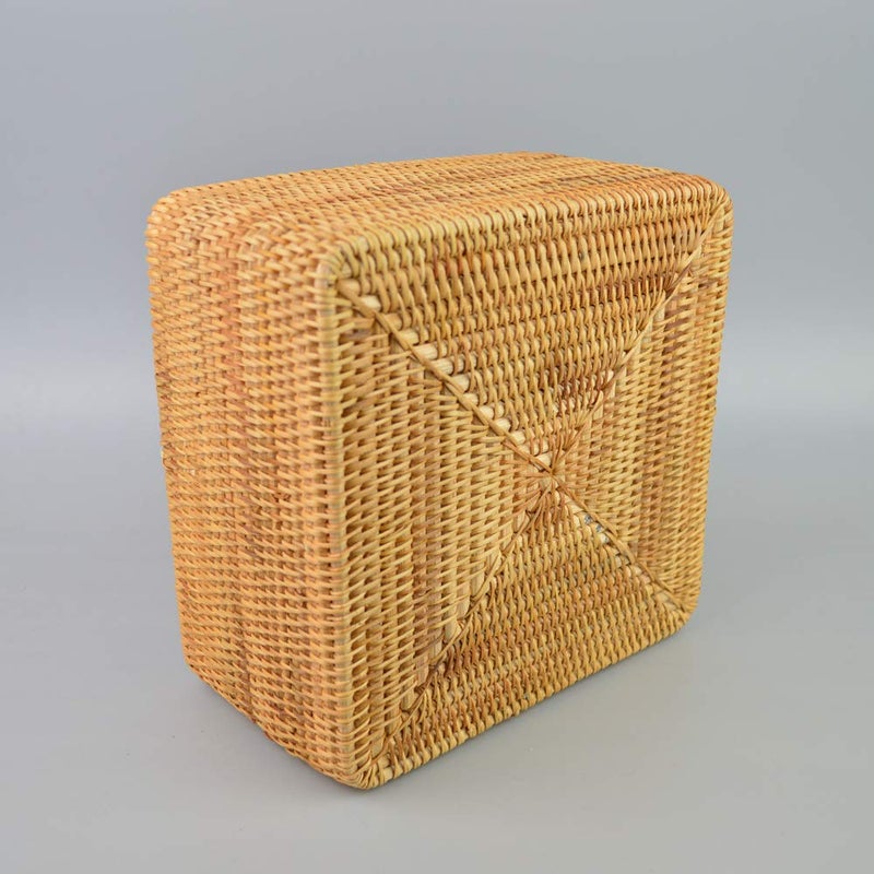 i-lan Natural Rattan 4 Compartments Cooking Utensil Silverware Organizer Holder Cosmetics Storage Box Cutlery Caddy Flatware Serving Basket (180mm 4-Compartment Box) - Image 4
