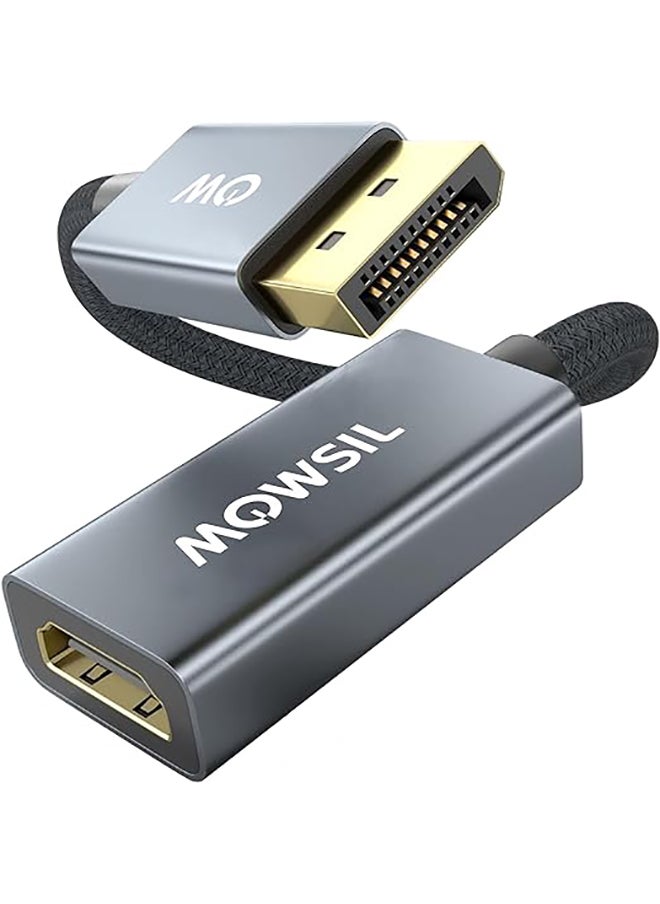 MOWSIL DisplayPort to HDMI Adapter (Male to Female) Support 4K x 2K @30HZ Audio/Video, Grey Aluminum Body, Gold Plated Connector - Pack of 1  - Image 1