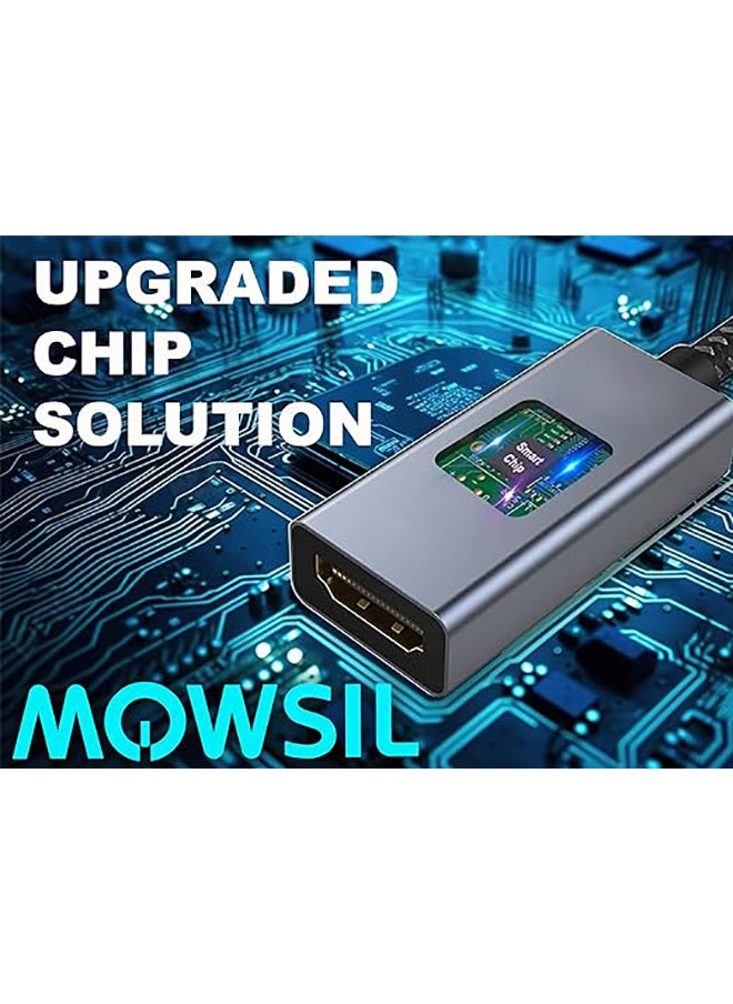 MOWSIL DisplayPort to HDMI Adapter (Male to Female) Support 4K x 2K @30HZ Audio/Video, Grey Aluminum Body, Gold Plated Connector - Pack of 1  - Image 4