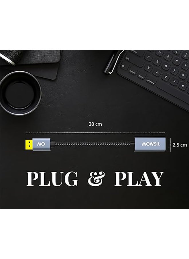 MOWSIL DisplayPort to HDMI Adapter (Male to Female) Support 4K x 2K @30HZ Audio/Video, Grey Aluminum Body, Gold Plated Connector - Pack of 1  - Image 5
